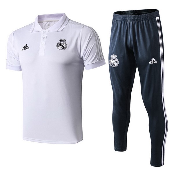 Polo Conjunto Completo Real Madrid 2018-19 Blanco Azul